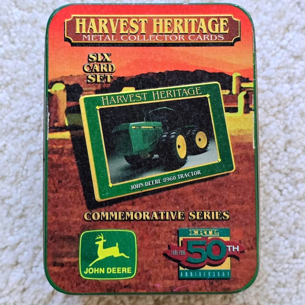 Vintage 1995 Ertl Harvest Heritage John Deere Metal Collector Cards Tin